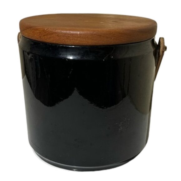Vintage mid-century modern ice Bucket Wooden and Black - Picture 4 of 4